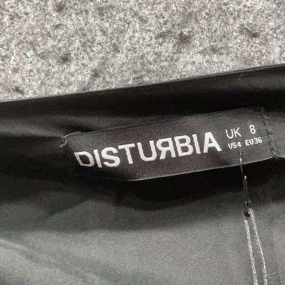 DISTURBIA Dorian A-line black satin mini dress size 4 - Picture 7 of 7